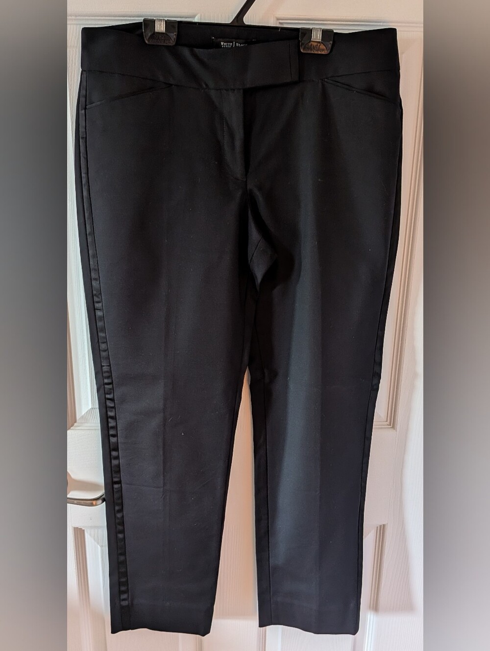 White House Black Market Black Dress Pants with Satin Side Stripe